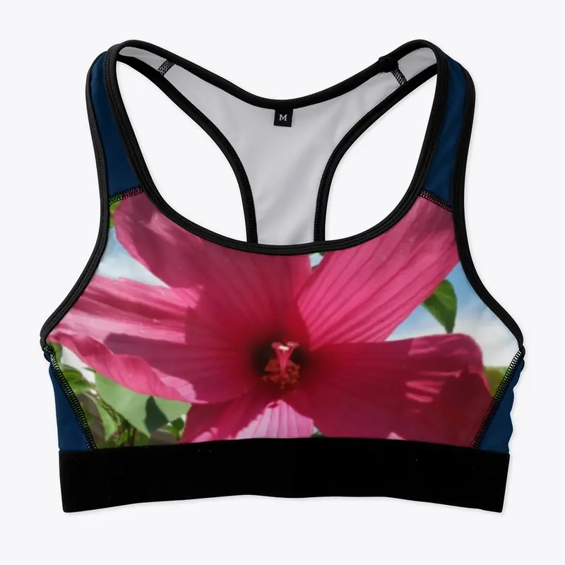 Women sports bra Pink Flower.