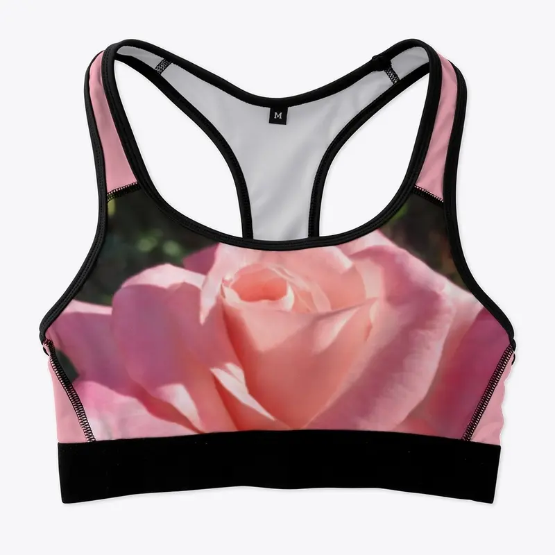 All-Over Print Sports Bra Pink rose.