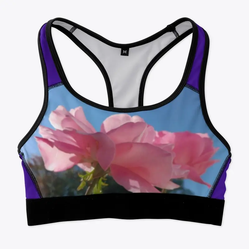 All-Over Print Sports Bra Pink rose.